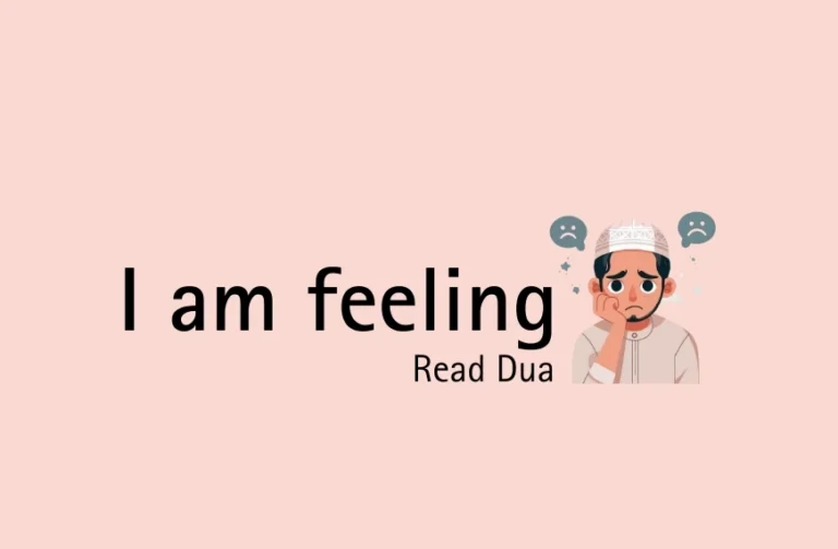 Illustration of a man feeling sad with the text 'I am feeling' followed by 'Read Dua